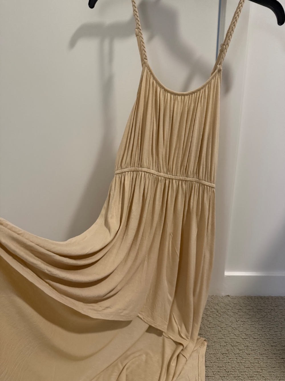 Forever 21 XXI Beige Braided Strap High Low Maxi Dress Swim Cover Up Size S